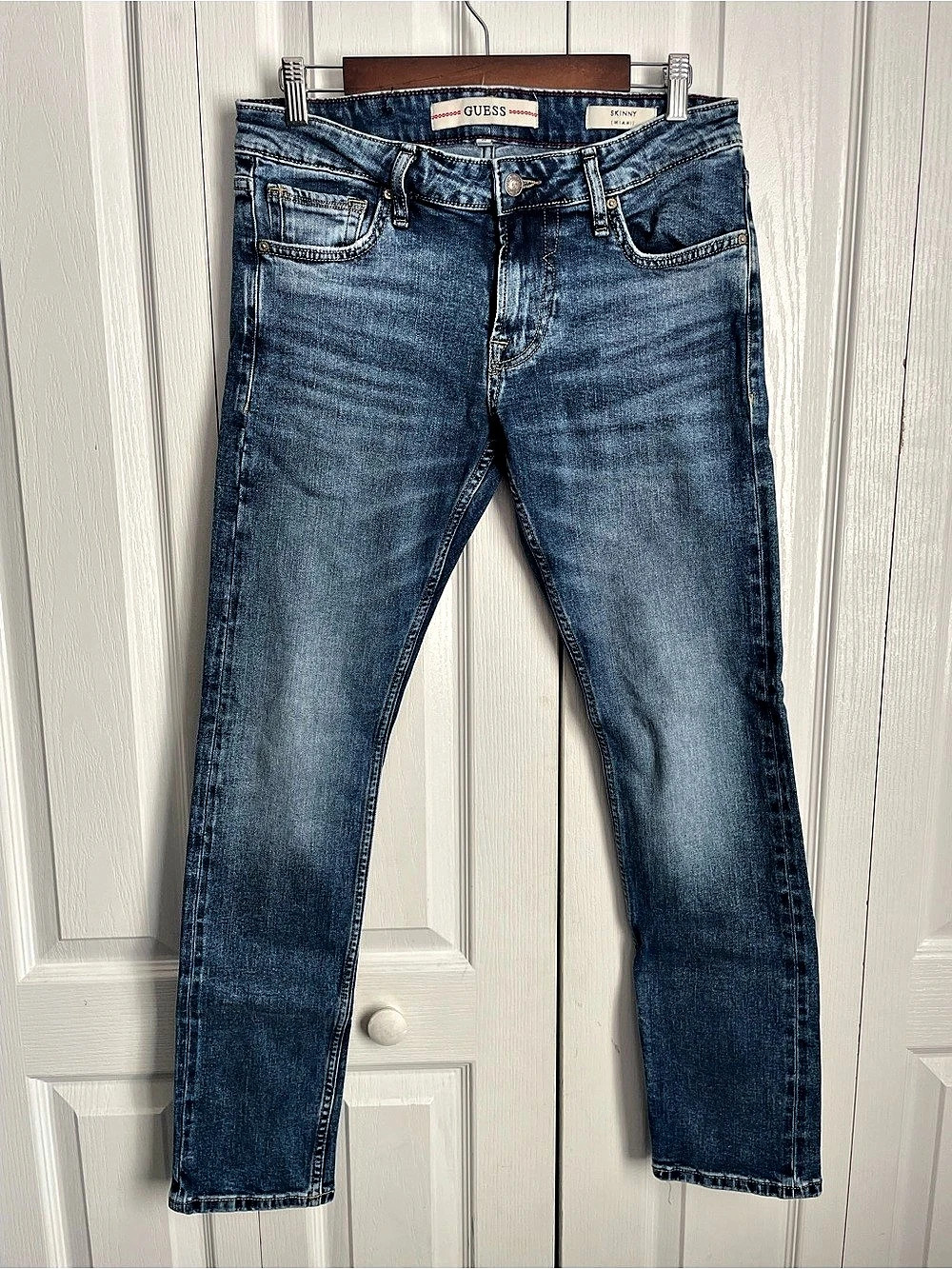 GUESS Stretch Selvedge Miami Skinny Jeans Blue, Size 30